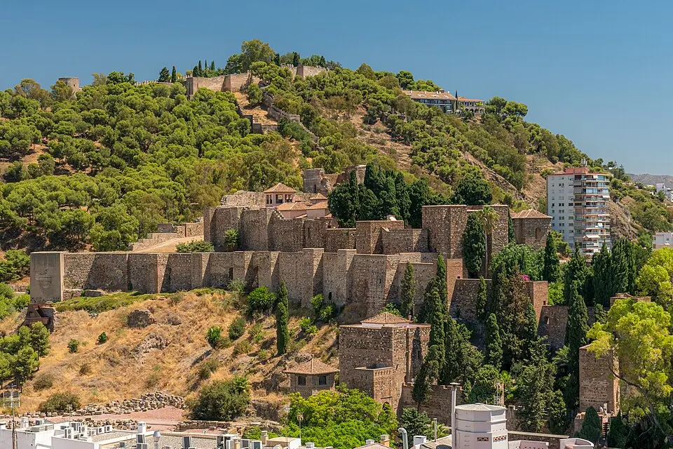 The Alcazaba of Málaga, a Moorish palace-fortress built in the 11th century on the slopes of Gibralfaro.