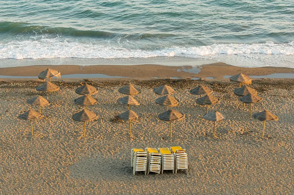 Rincón de la Victoria beach in the late afternoon.